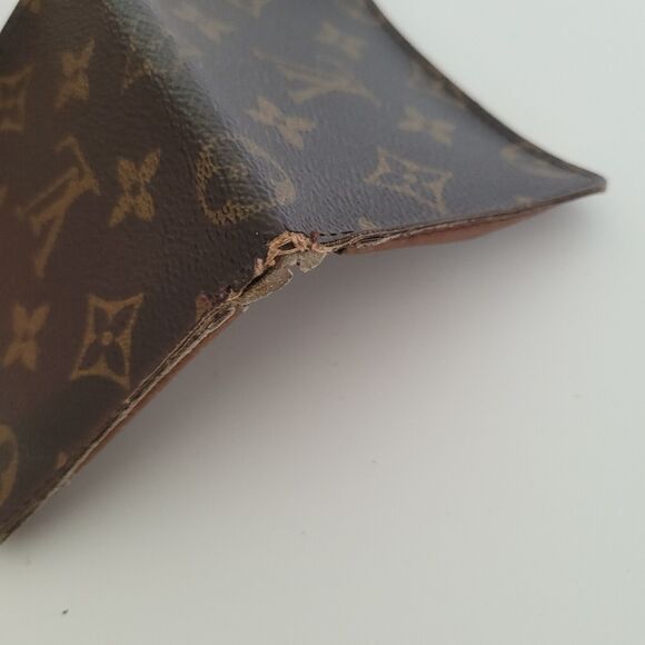 Louis Vuitton LV Brown Folding Monogram Leather Card ID Wallet Small Authentic - Picture 8 of 11